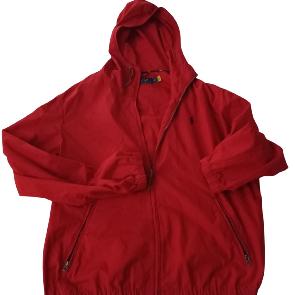 Ralph Lauren Men's Red XL 100% Cotton Hooded Jacket Vintage EUC Unisex